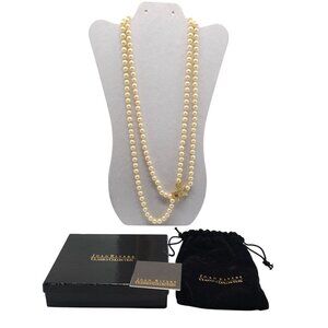Retired JOAN RIVERS Pearl Necklace Double Strand Rhinestone Pave Star Clasp 28"